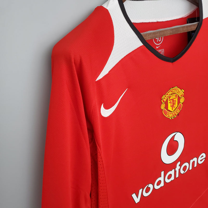 CAMISA RETRÔ MANCHESTER UNITED HOME MANGA LONGA 04/05
