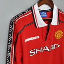 CAMISA RETRÔ MANCHESTER UNITED HOME MANGA LONGA 98/99