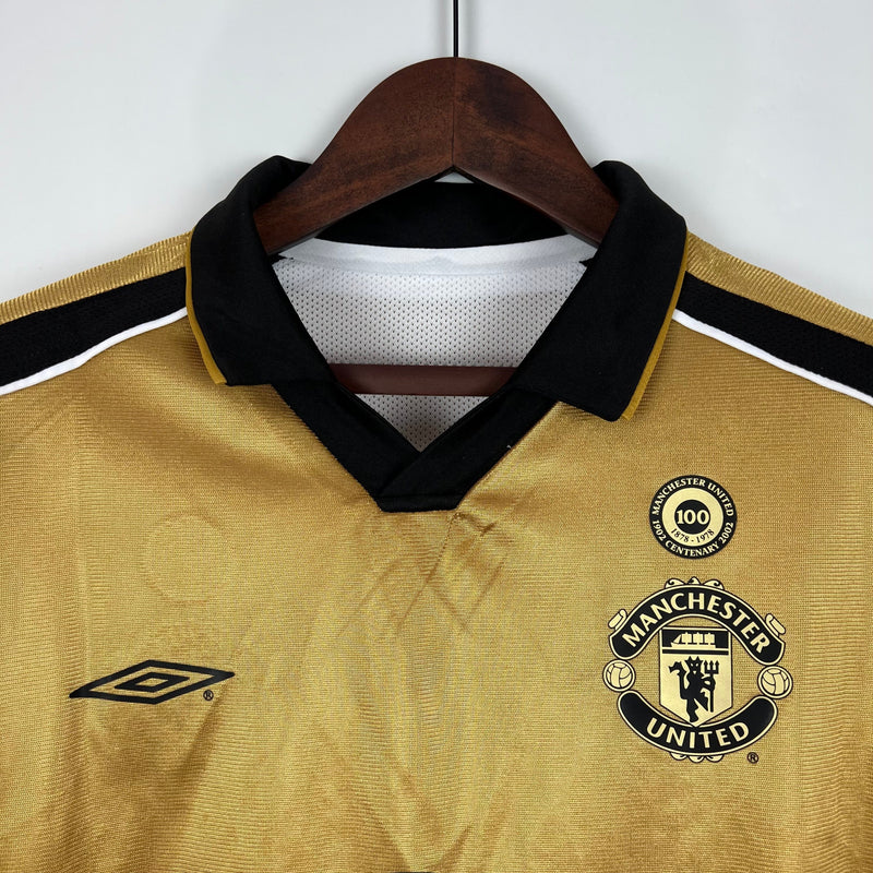 CAMISA RETRÔ MANCHESTER UNITED MANGA LONGA DUPLA FACE 01/02