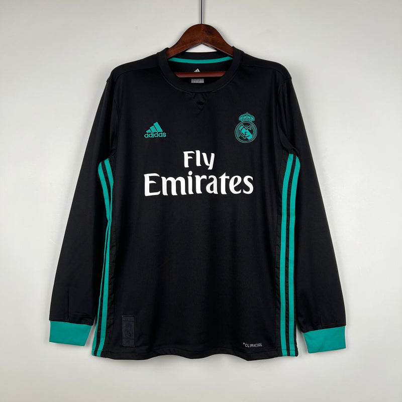 CAMISA REAL MADRID MANGA LONGA RETRÔ AWAY 17/18