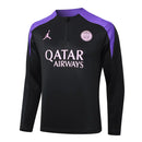 Conjunto Paris Saint Germain Zíper Curto Treino Preto e Roxo 2024/25