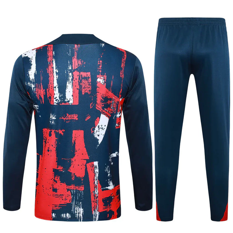 Conjunto Paris Saint Germain Zíper Curto Treino Vermelho e Azul 2024/25