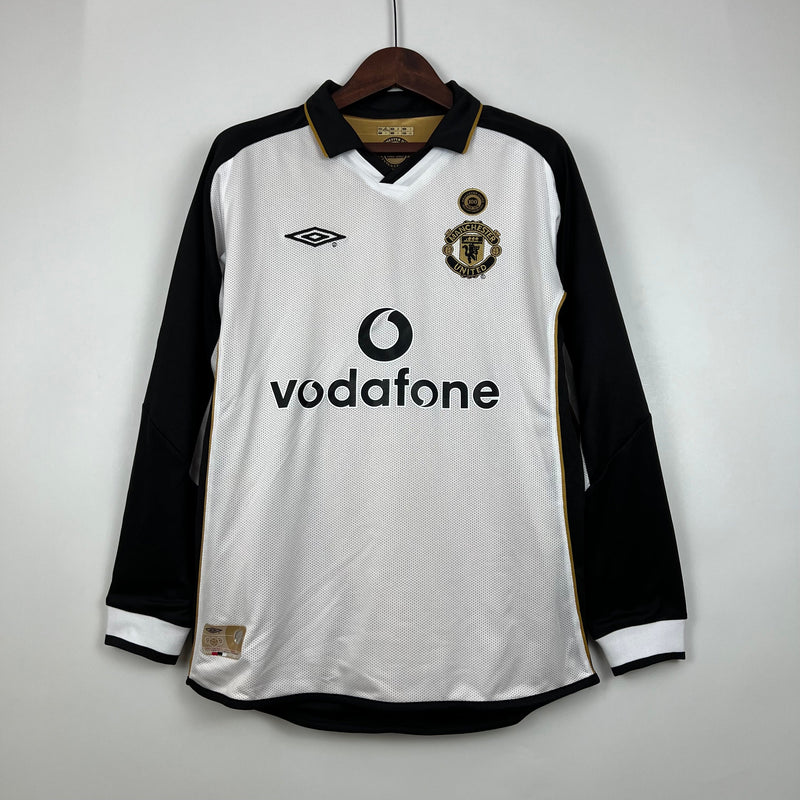 CAMISA RETRÔ MANCHESTER UNITED MANGA LONGA DUPLA FACE 01/02