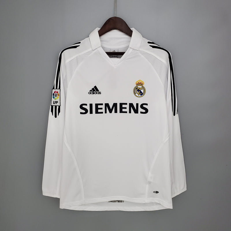 CAMISA REAL MADRID MANGA LONGA RETRÔ HOME 05/06