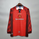 CAMISA RETRÔ MANCHESTER UNITED HOME MANGA LONGA 1996
