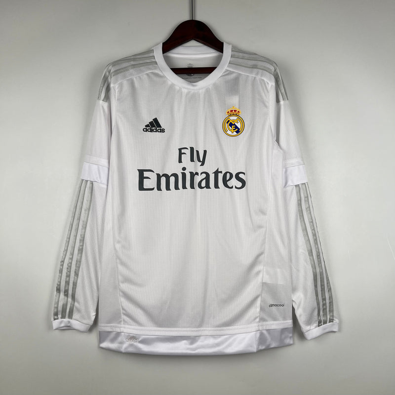 CAMISA REAL MADRID MANGA LONGA RETRÔ HOME 15/16
