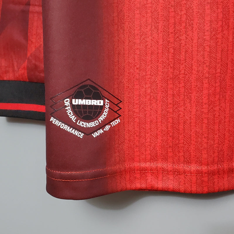 CAMISA RETRÔ MANCHESTER UNITED HOME MANGA LONGA 1996