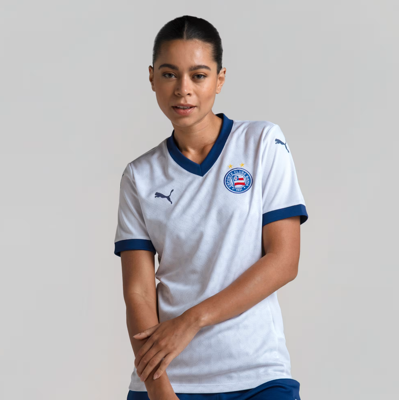 Camisa Bahia Titular 25/26 - Branca Puma Versão Feminina Baby Look
